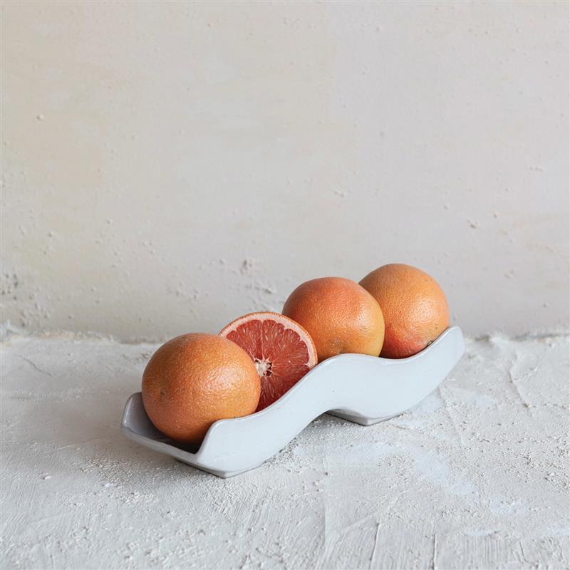 STONEWARE WAVE TRAY ~ REACTIVE GLAZE (EACH WILL VARY)