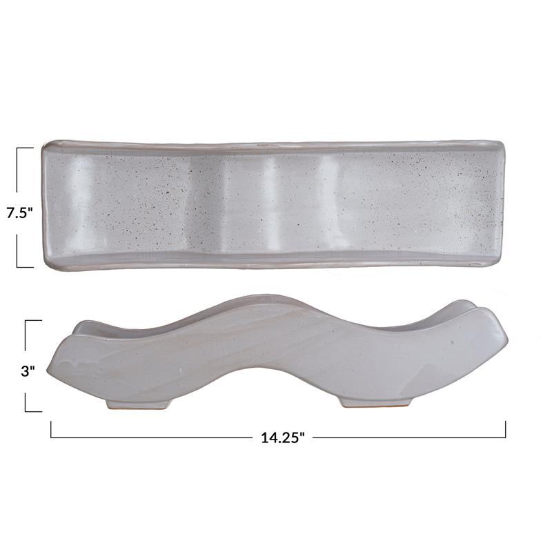 STONEWARE WAVE TRAY ~ REACTIVE GLAZE (EACH WILL VARY)