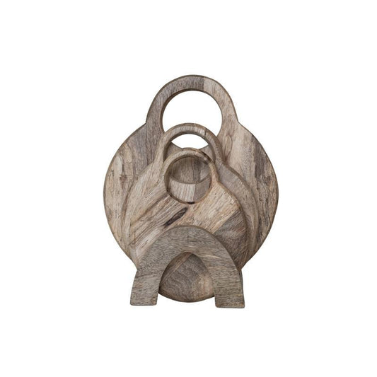 MANGO WOOD CHEESE/CUTTING BOARDS WITH HANDLES AND STAND