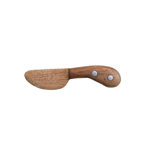 MANGO WOOD CANAPE KNIFE WITH ALUMINUM STUDS ~ NATURAL