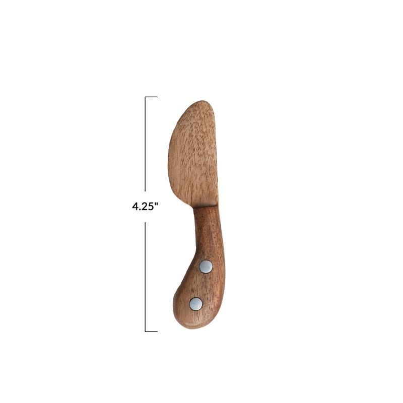 MANGO WOOD CANAPE KNIFE WITH ALUMINUM STUDS ~ NATURAL