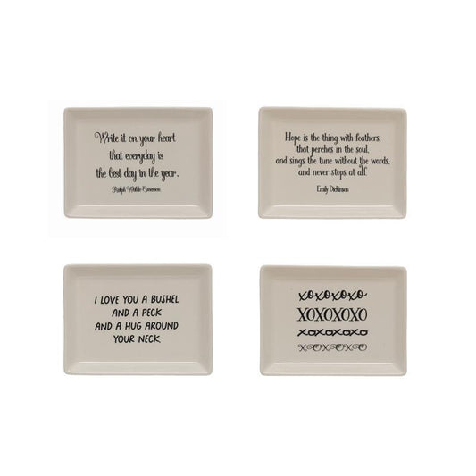 STONEWARE PLATE WITH SAYING ~ HOPE WITH FEATHERS, EMILY DICKINSON