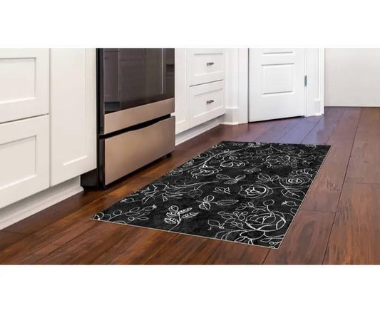 Rose Sketch ~ Black Floor Flair 3 x 5