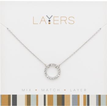 SILVER CZ DECORATIVE CIRCLE LAYERS NECKLACE