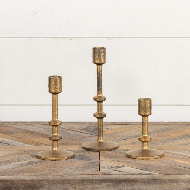 Aged Gold Taper Candlestick ~ Set of 3
