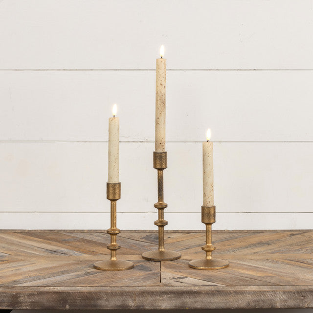 Aged Gold Taper Candlestick ~ Set of 3
