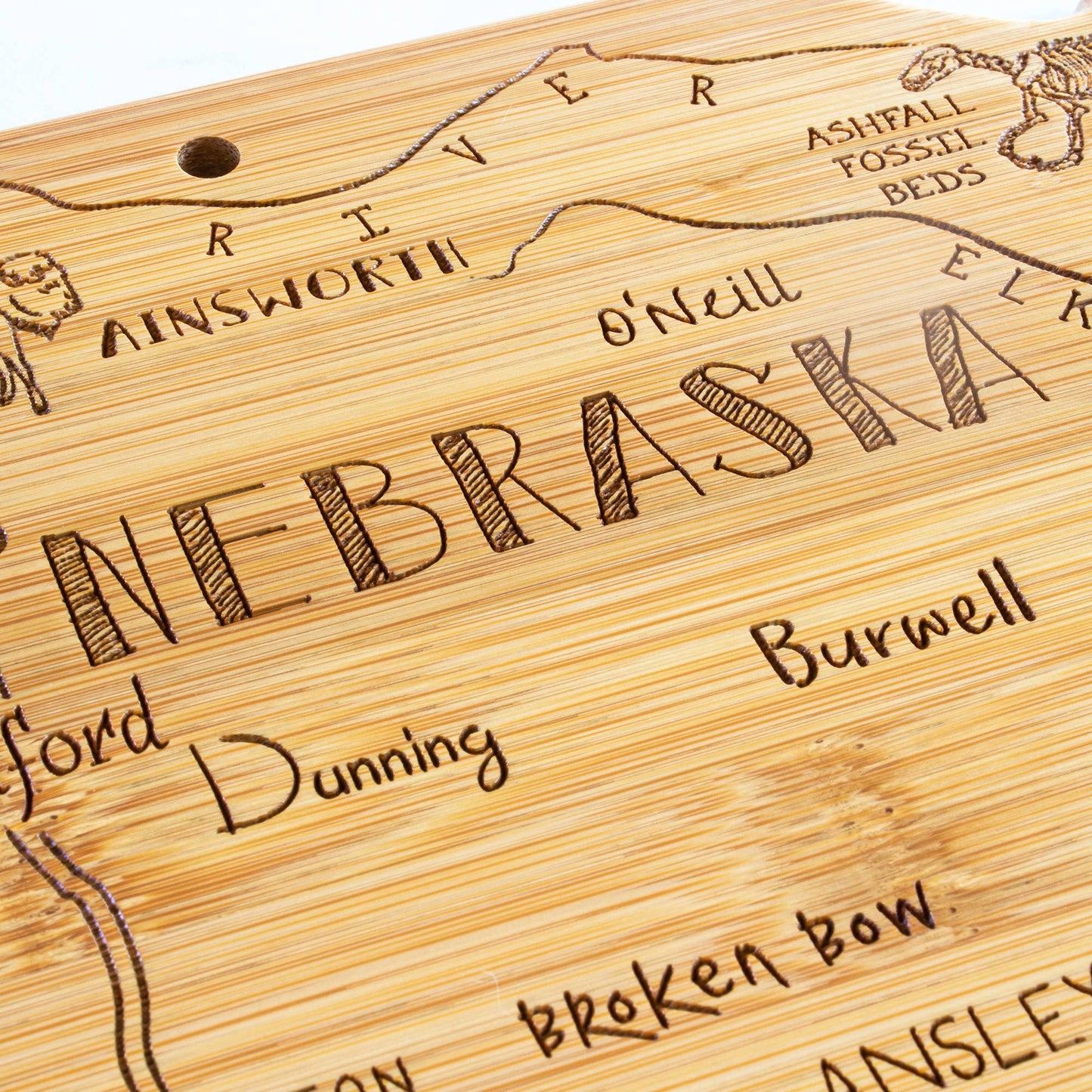 Destination Nebraska Cutting Board with Engraved Artwork