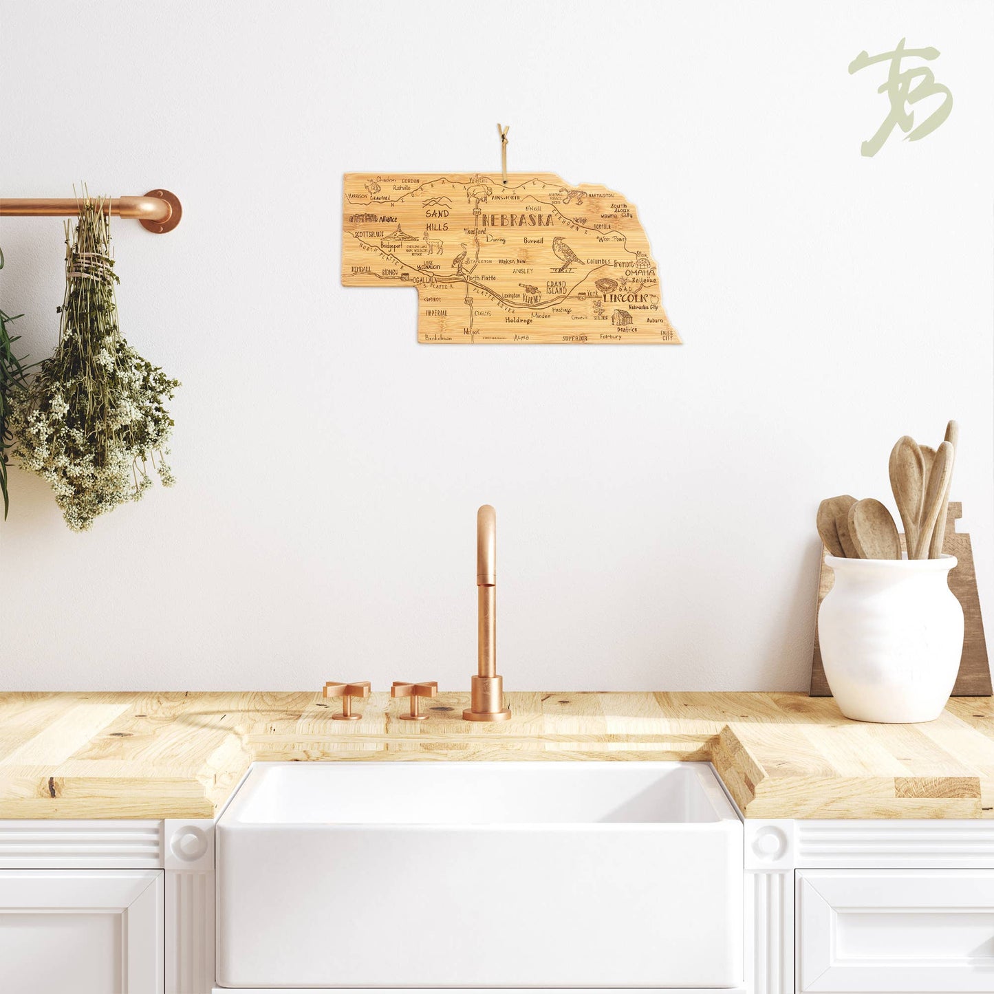 Destination Nebraska Cutting Board with Engraved Artwork